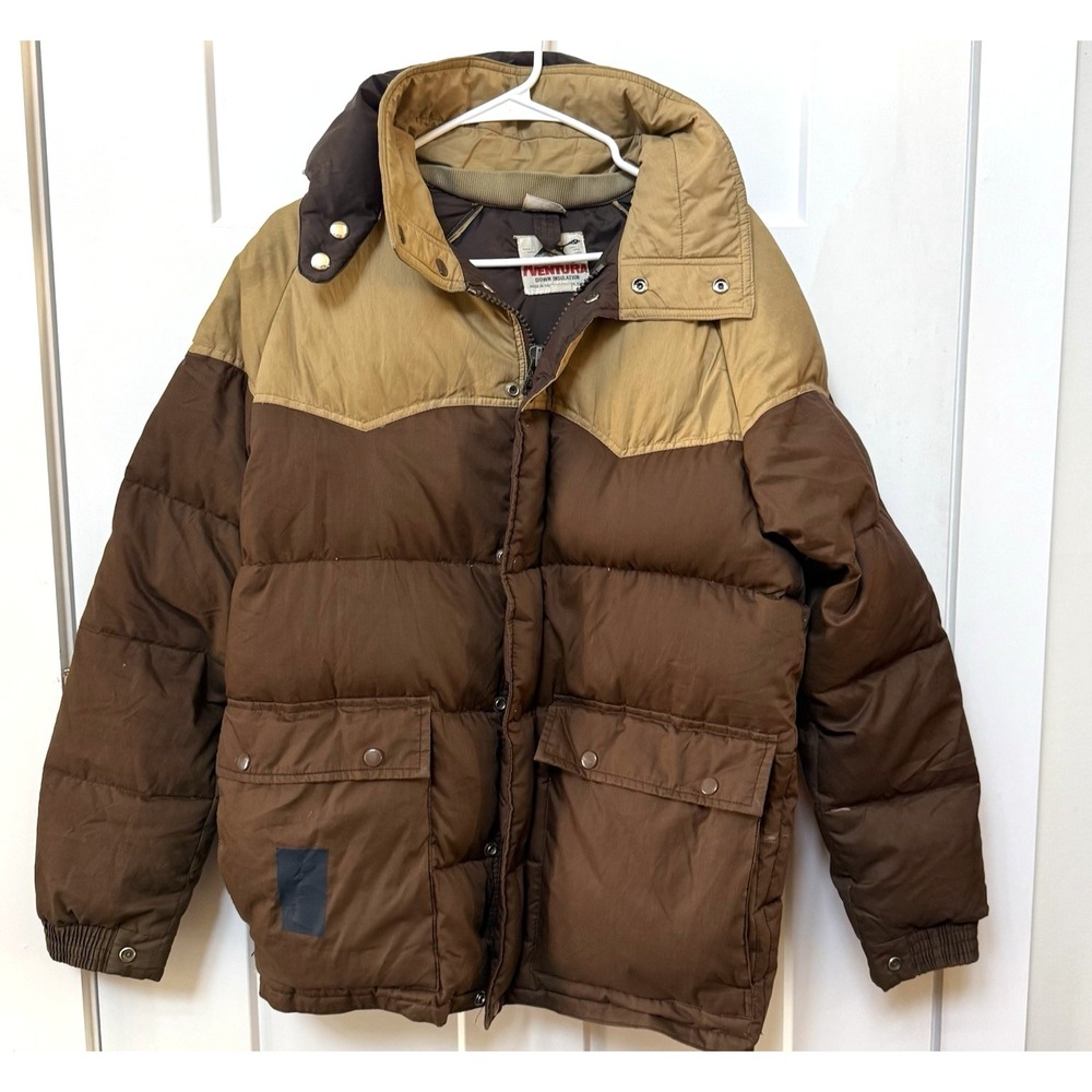 Vintage 70s 80s Aventura Duck Down Puffer Medium Parka Brown Hunting Ski Jacket